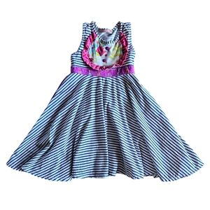 Jelly The Pug size 7 Girls Twirl Dress Striped